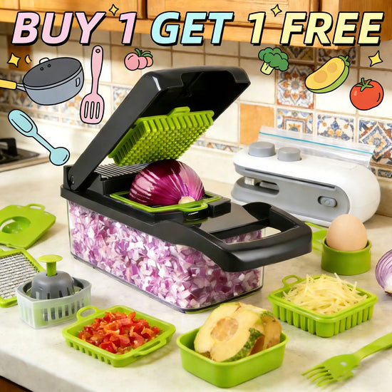 15in1 Vegetable Chopper, Veggie Food Chopper With Container, Spiralizer, Mandoline Slicer Dicer, Onion Mincer, French Fry And Salad Cutter, Vegetable Cutter, Home Essentials & Kitchen Gadgets