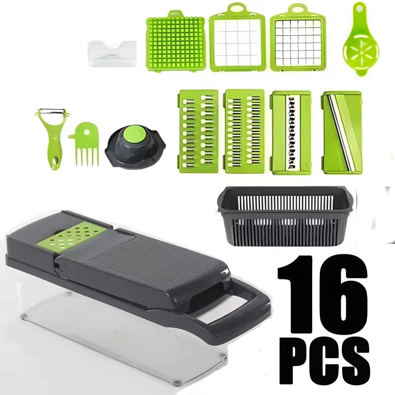Multifunctional Vegetable Chopper Handle Food Grate Food Chopper Vegetable Slicer Dicer Cut 14/16 in 1 Kitchen Items Cocina