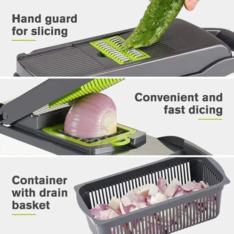 Multifunctional Vegetable Chopper Handle Food Grate Food Chopper Vegetable Slicer Dicer Cut 14/16 in 1 Kitchen Items Cocina